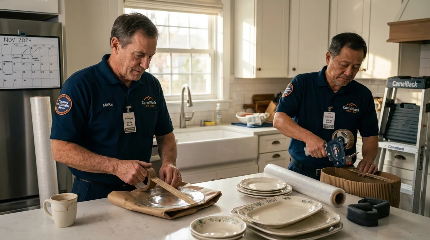 Professional crew packing kitchen dishware in Notre Dame, IN